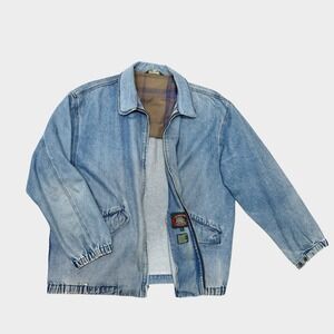 VTG Heavy Denim Zip Jacket XL Relaxed Fit Made in Hong Kong 1990s Streetwear